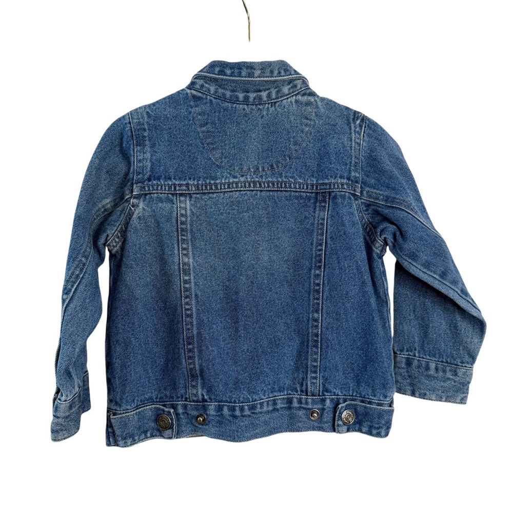 Vintage Cherokee Girls Blue Denim‎ Jean Jacket Floral Embroidery Size 2T Cotton